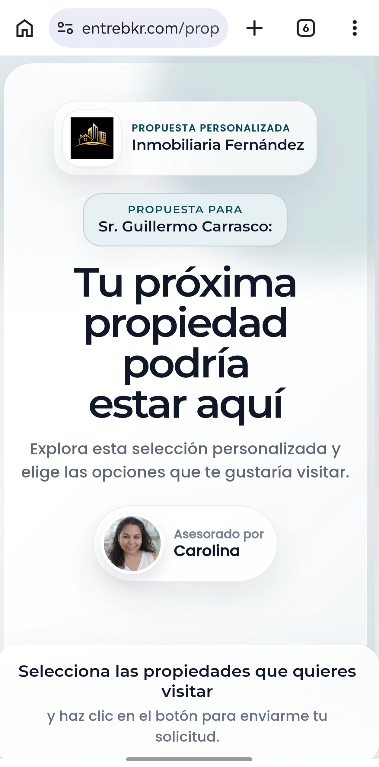 Portada de propuesta personalizada con logo, color y asesor